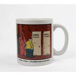 Vintage Far Side Mug Devil Hell 1986 Gary Larson Cartoon Kitsch Kitchen Decor